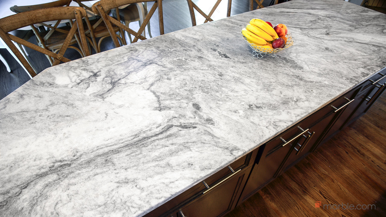 Super White Quartzite Kitchen Countertops | Marble.com