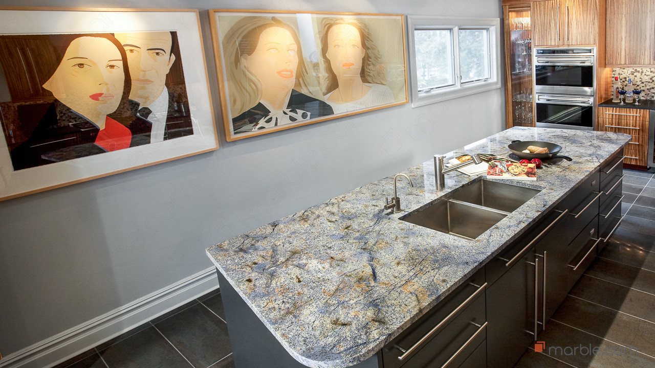 Blue Bahia Granite In A Modern Kitchen | Marble.com