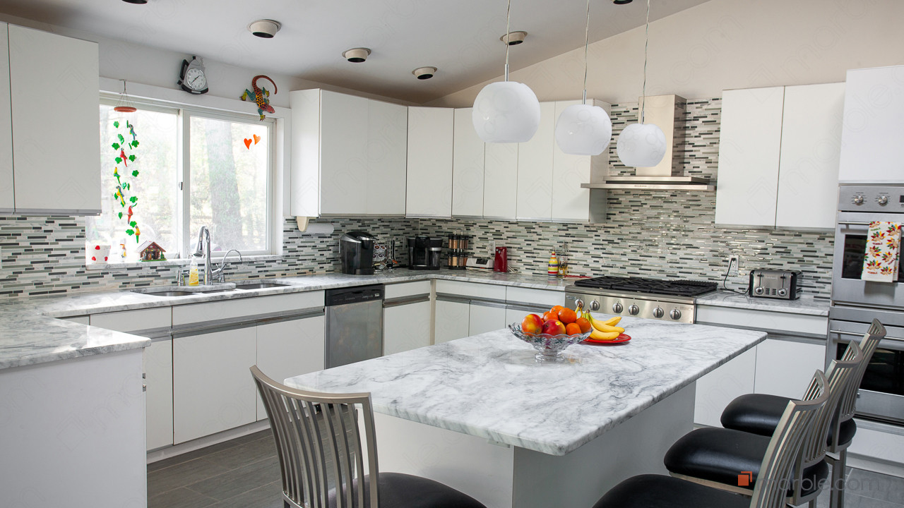 Classic White Quartzite Kitchen | Marble.com