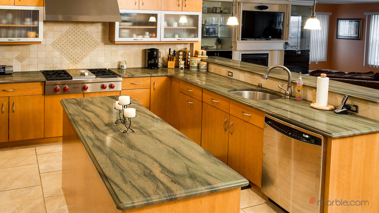Verde Sequoia Granite Kitchen | Marble.com