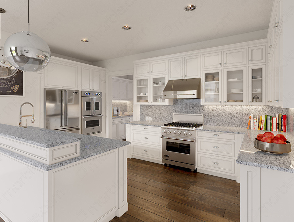 Another great example of a black and white kitchen with silver