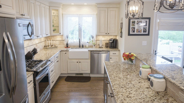Top 5 Kitchen Countertop Choices For, White Kitchen Cabinets With Light Brown Granite Countertops