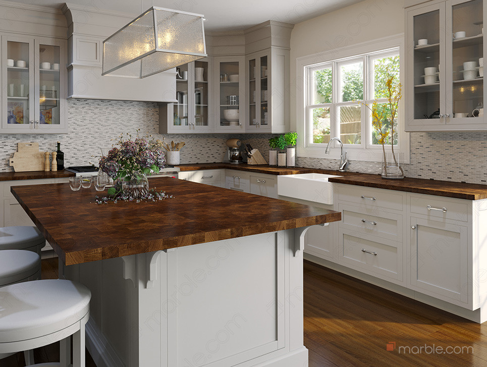 38+ White Kitchen With Butcher Block Countertops Images