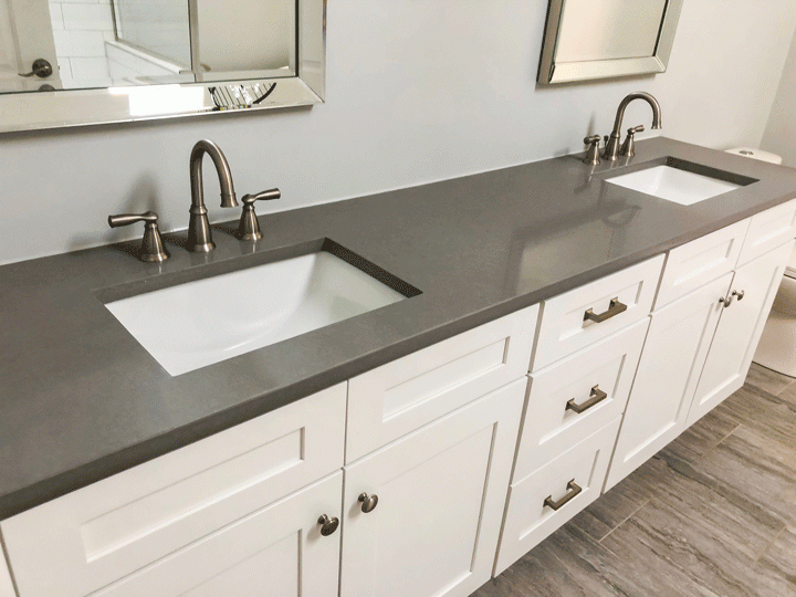 quartz bathroom countertop with above sink