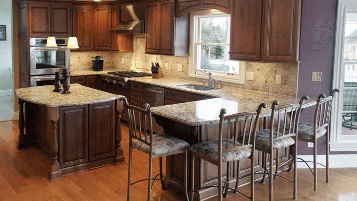 Beige store granite countertops