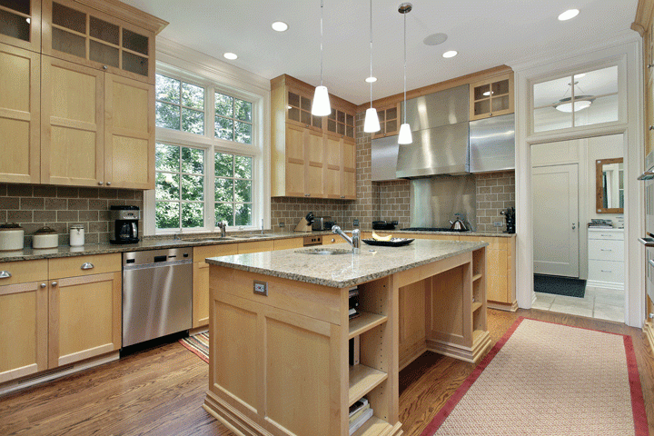 Granite Countertops With Oak Cabinets, Honey Oak Kitchen Cabinets With White Countertops