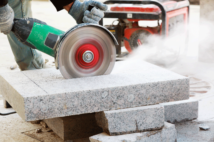 Cutting granite with circular shop saw