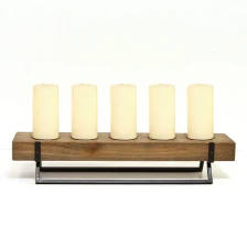 5-CANDLE METAL AND WOOD HOLDER ...