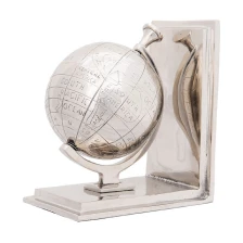 ALUM GLOBE BOOKEND SET OF TWO