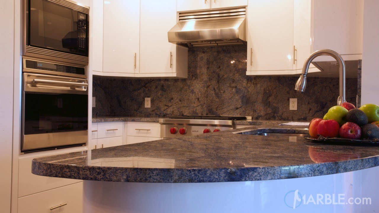 Blue Bahia Countertop In A Modern Kitchen Marble Com