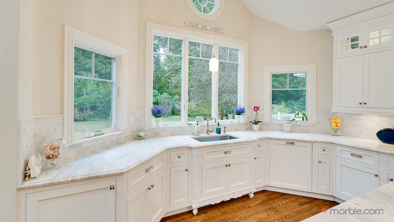 Classic White Quartzite Countertop In A Beautiful Dream Kitchen | Marble.com