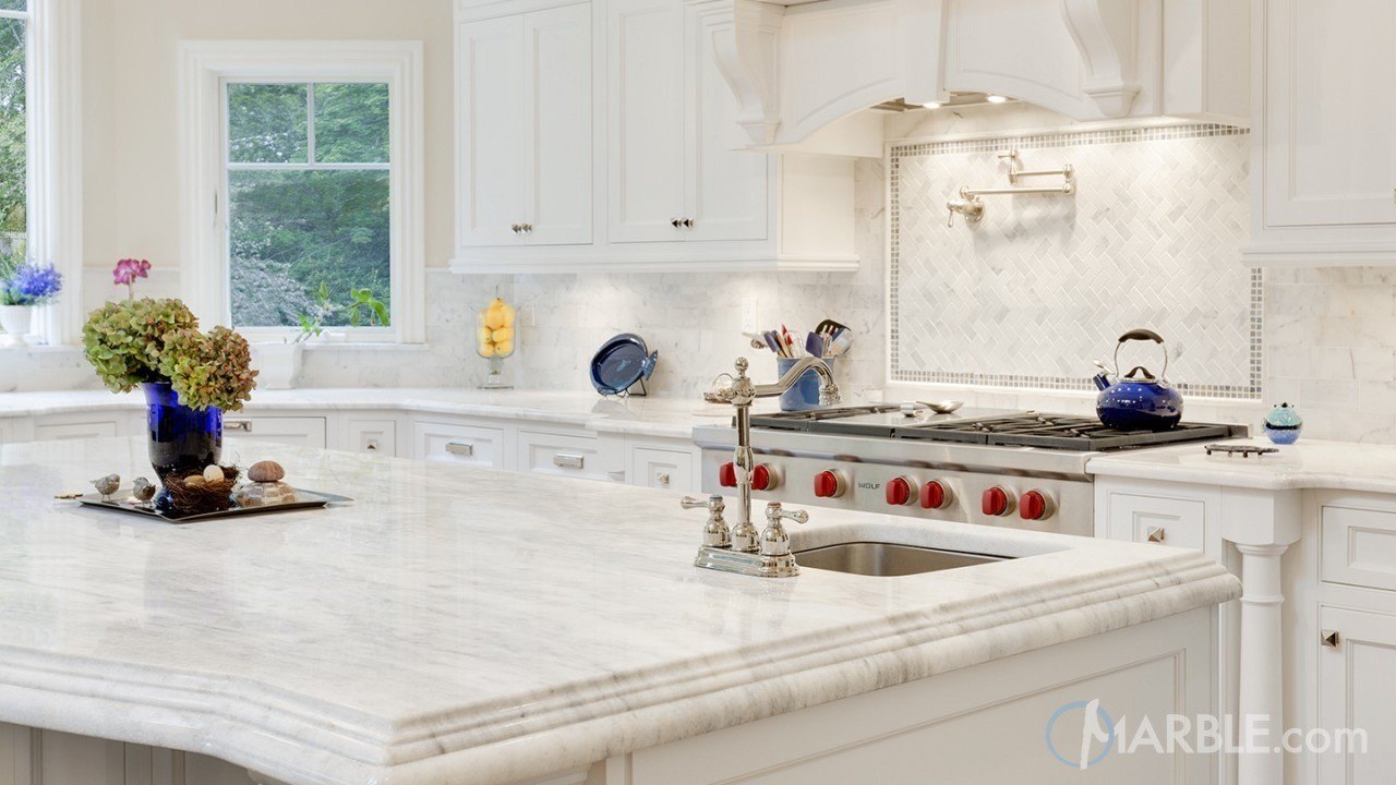 Classic White Quartzite Countertop In A Beautiful Dream Kitchen