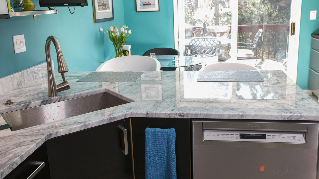 Classic White Quartzite Countertop In A Stunning Modern Kitchen | Marble.com
