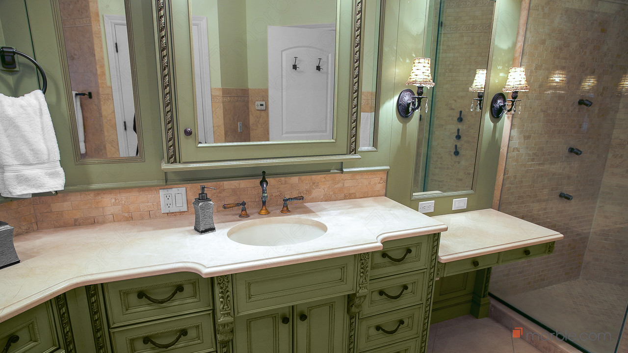 Crema Marfil Marble Master Bathroom Countertop | Marble.com