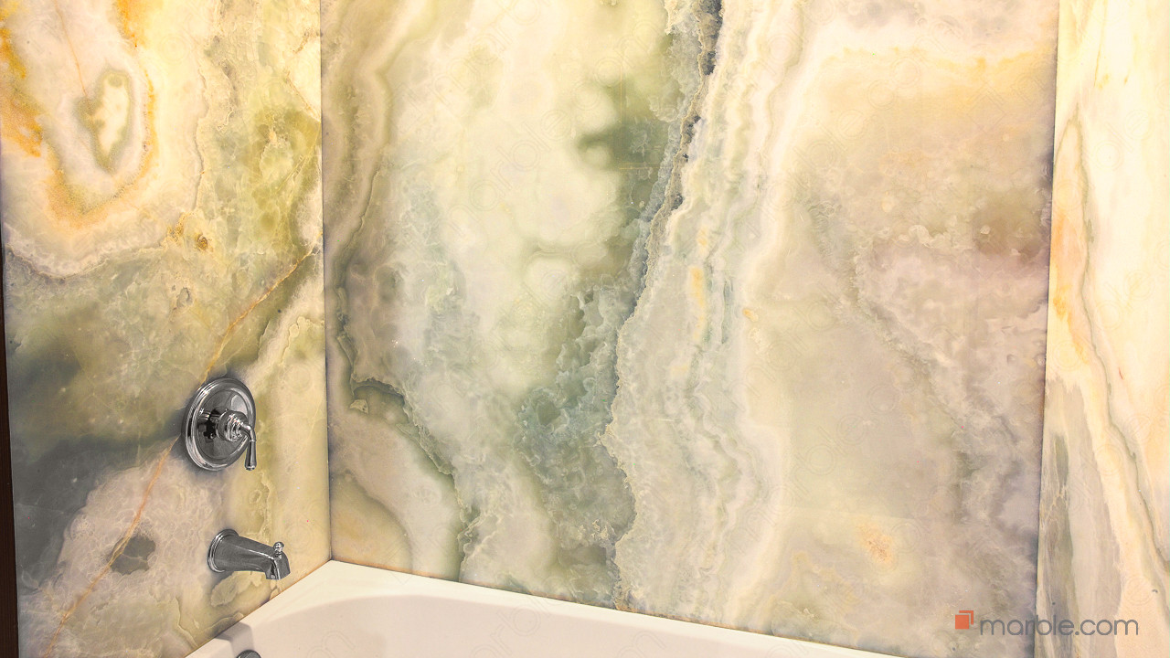 Light Pistachio Onyx Bathroom | Marble.com