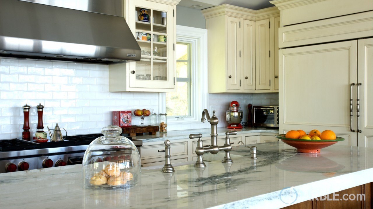 Mountain White Danby Marble Kitchen