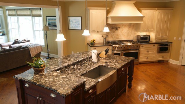 White Black Mosaic Granite Kitchen
