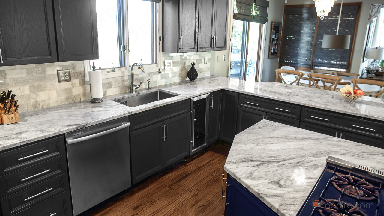 Super White Quartzite Kitchen Countertops | Marble.com