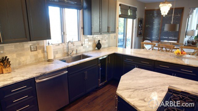 Super White Quartzite Kitchen Countertops