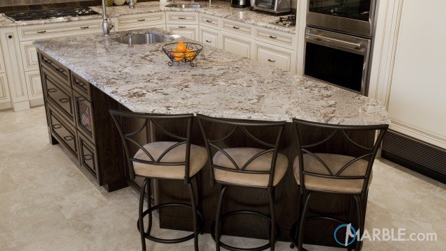 Bianco Antico Granite Kitchen With A Large Island