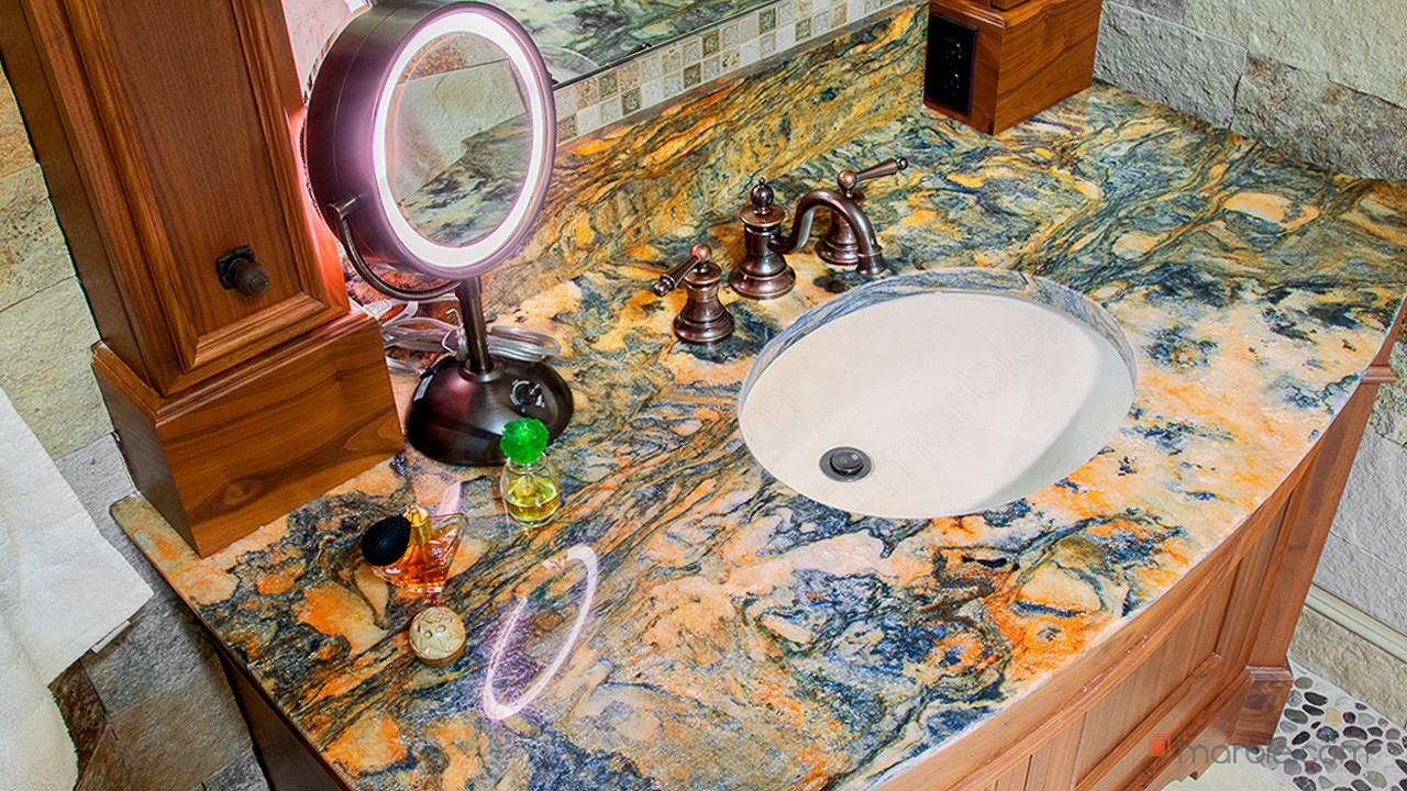 Blue Fire Granite Bathroom | Marble.com