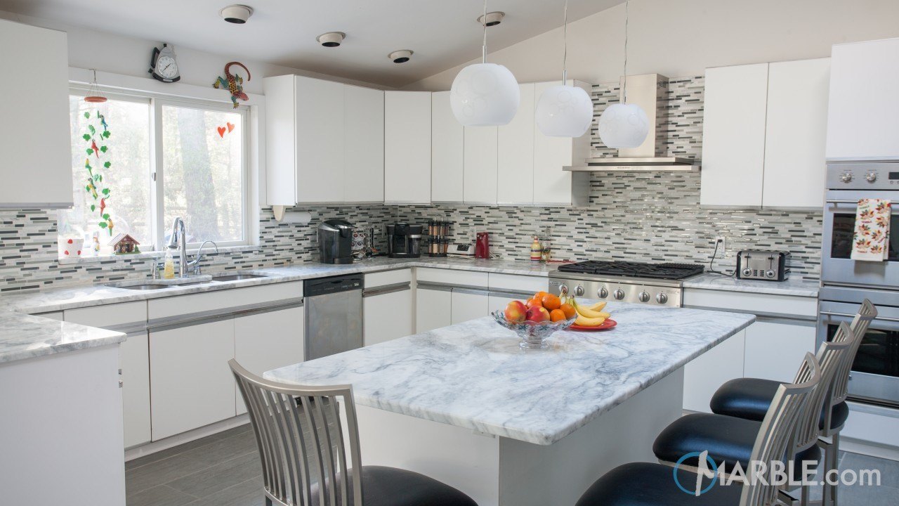 Classic White Quartzite Counter Top Kitchen