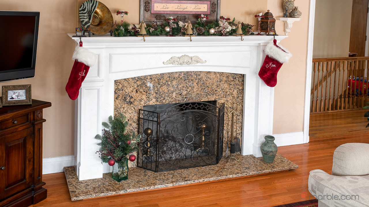 Giallo Napole Granite Fireplace | Marble.com