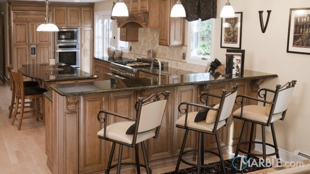 Peacock Green Butterfly Granite Kitchen
