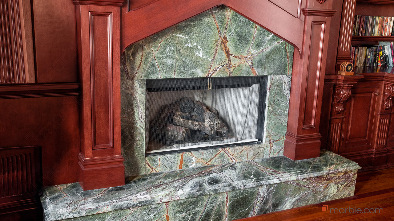 Rain Forest Green Marble Fireplace | Marble.com
