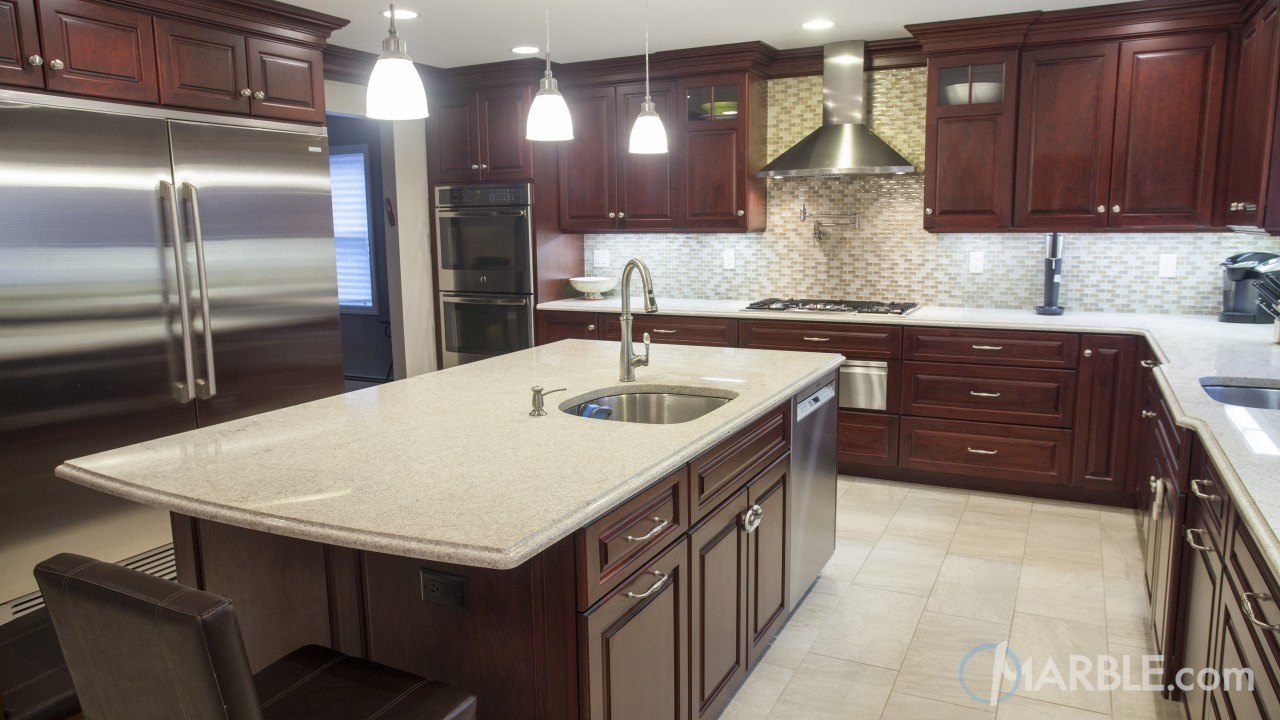 Itaunas White Granite Kitchen Countertop with Ogee Edge ...