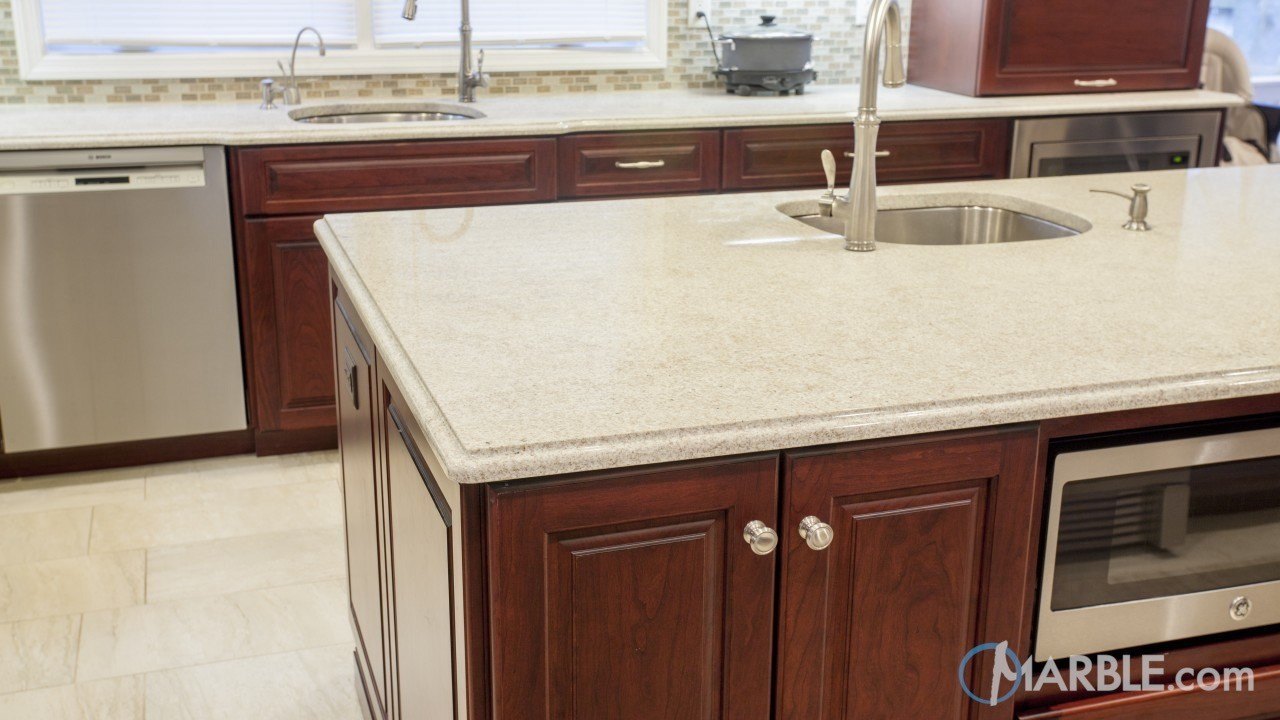 Itaunas White Granite Kitchen Countertop with Ogee Edge | Marble.com