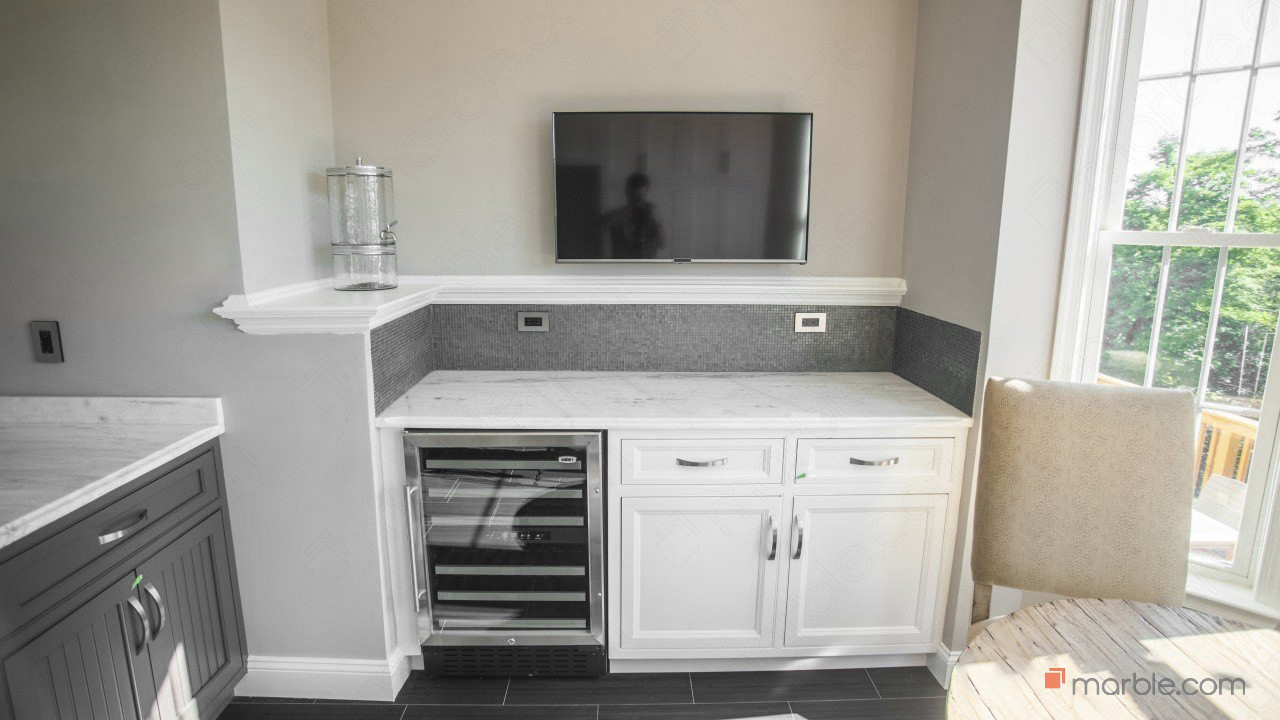 Classic White Quartzite Kitchen Counter | Marble.com