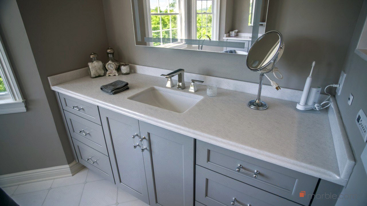 Classic White Quartzite Bathroom | Marble.com
