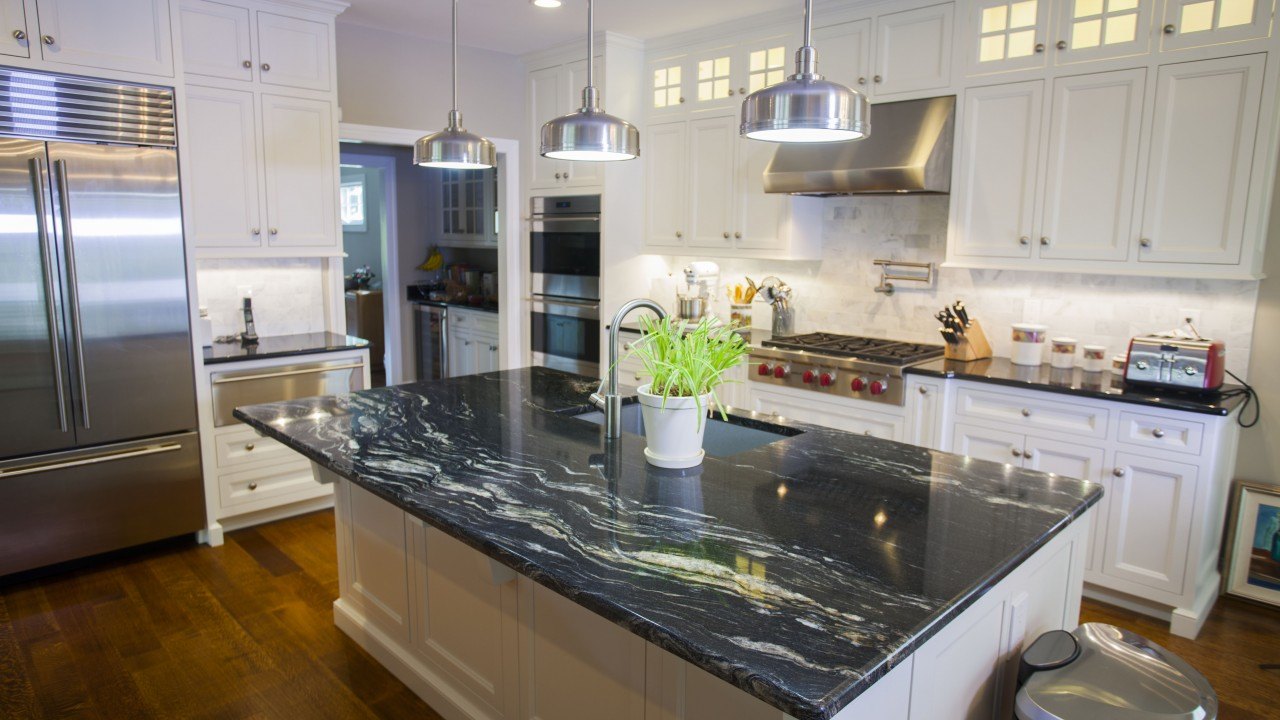 Cosmic Black & Black Galaxy Granite Kitchen Countertops ...