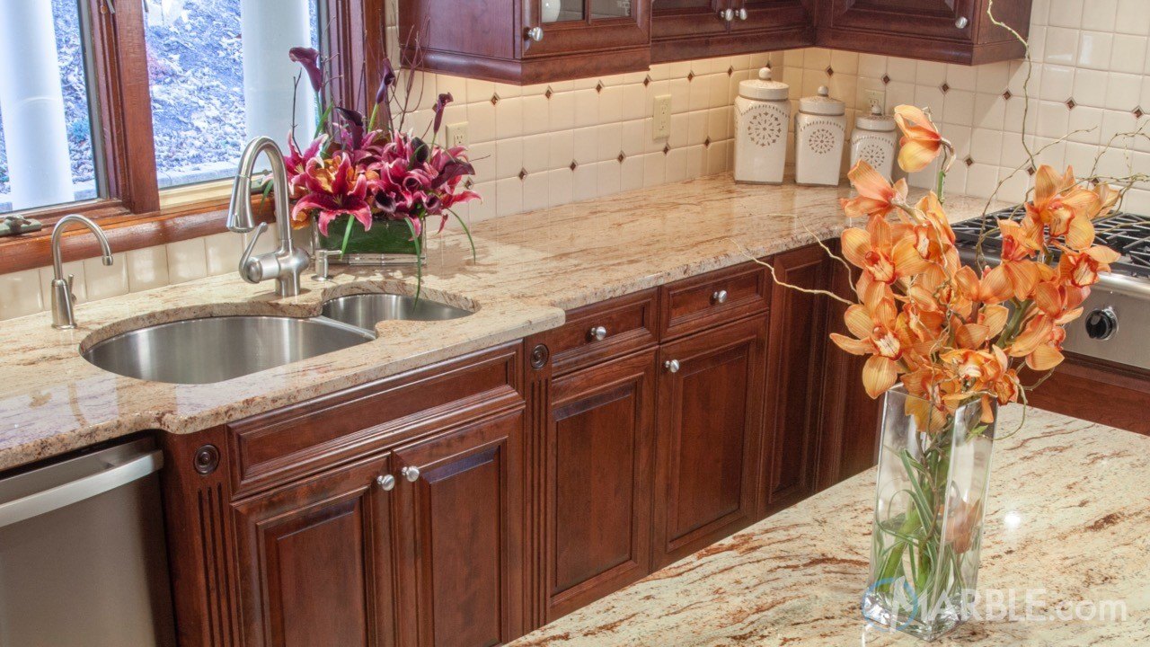 Ivory Brown Kitchen Granite Counters | Marble.com