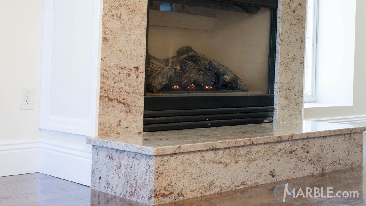 Ivory Brown Granite Fireplace Surround