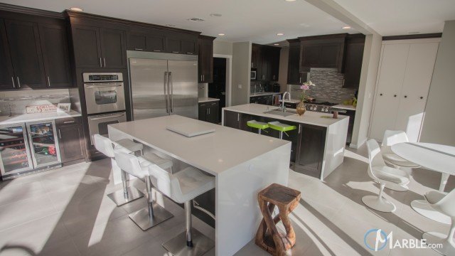 Organic White Quartz Kitchen