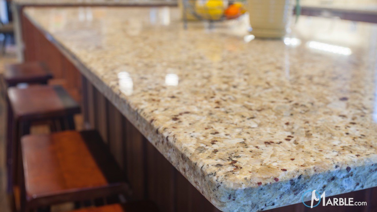 Santa Cecilia Granite Countertops in a Large Kitchen | Marble.com