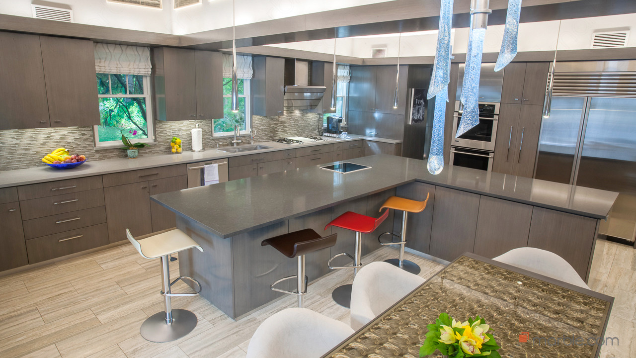 Pebble and Ravel Quartz Kitchen Countertops | Marble.com