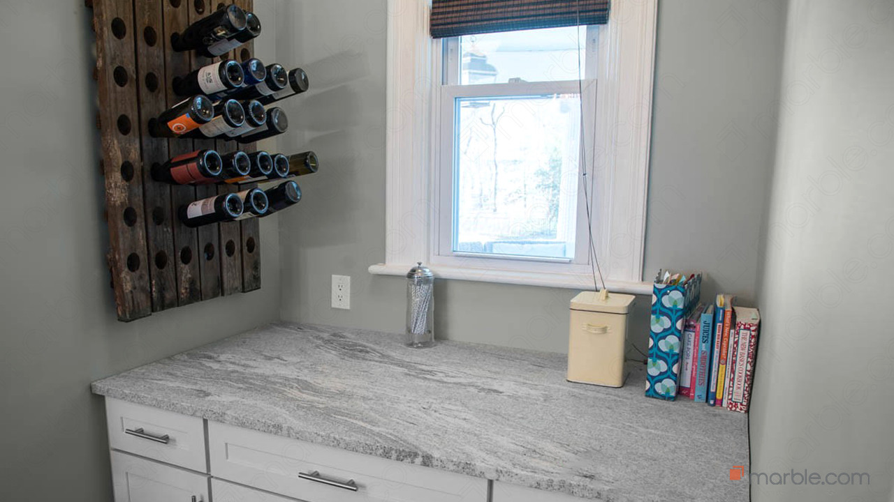 Viscont White Brushed Kitchen Granite Countertops | Marble.com