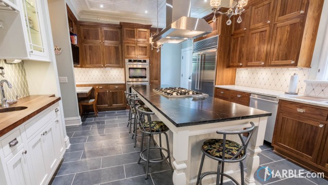 Mountain White Danby and Barroca Soapstone Countertops