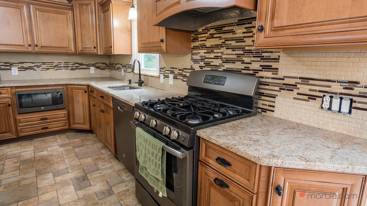 Ivory Gold and Terra Brown Kitchen Granite Countertops | Marble.com
