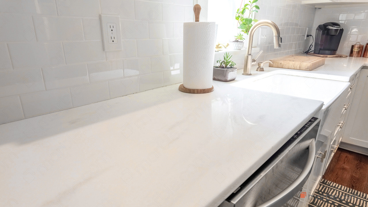 Classic White Quartzite Kitchen Countertops | Marble.com