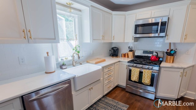 Classic White Quartzite Kitchen Countertops