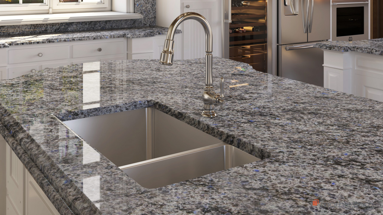 Blue Eyes Granite Kitchen With A Large Island | Marble.com