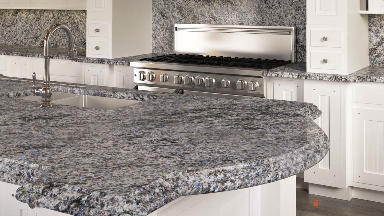 Blue Eyes Granite Kitchen With A Large Island | Marble.com
