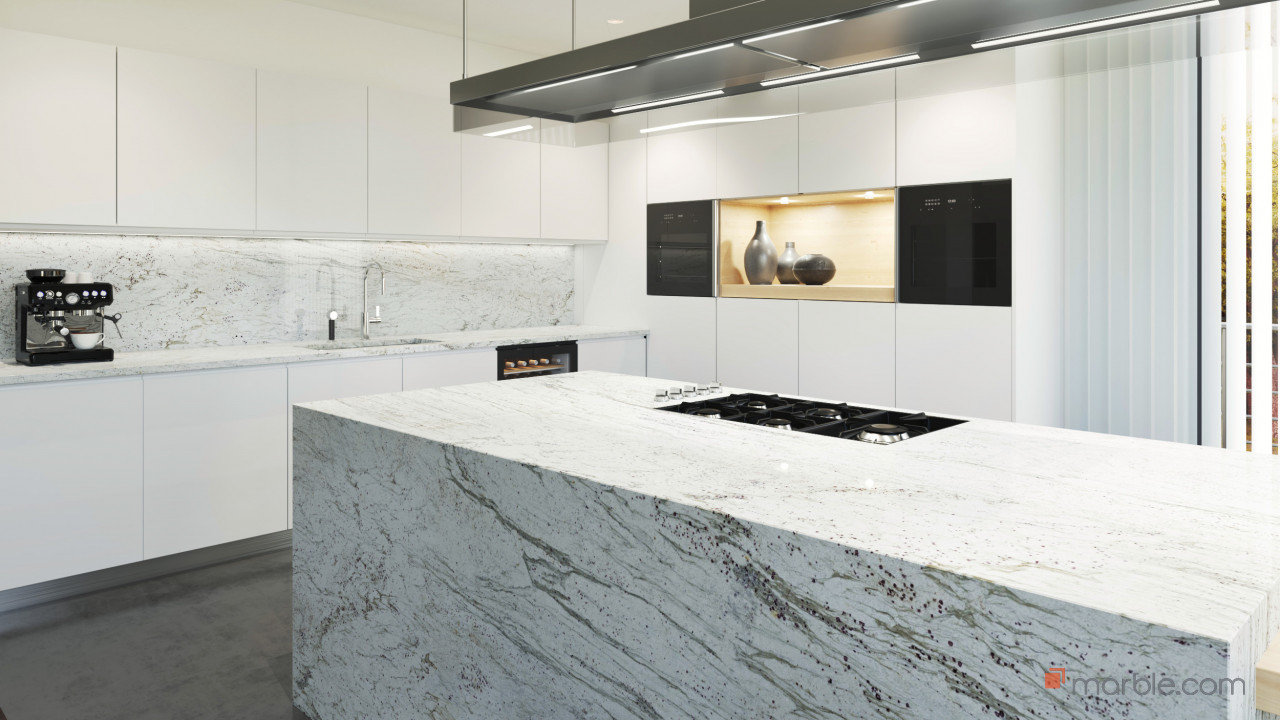 Ambrosia White Kitchen Countertop | Marble.com