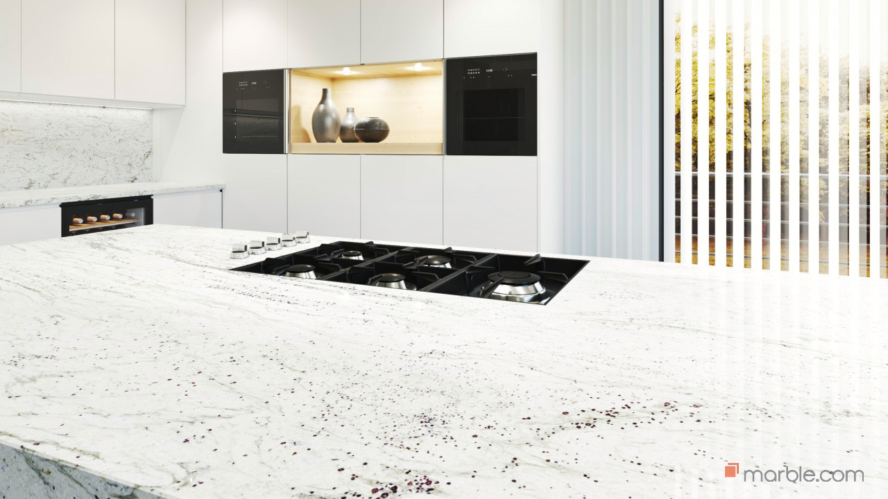 Ambrosia White Kitchen Countertop | Marble.com