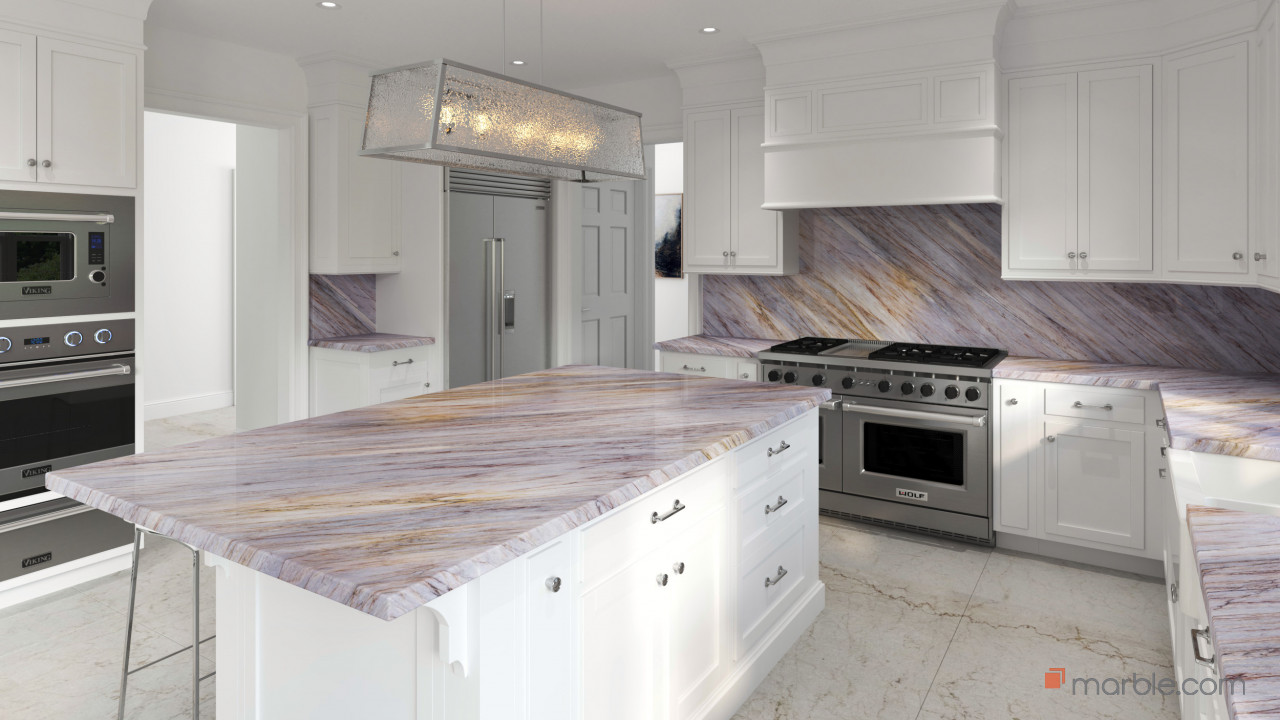 Aurora Blue Quartzite Kitchen Countertops | Marble.com