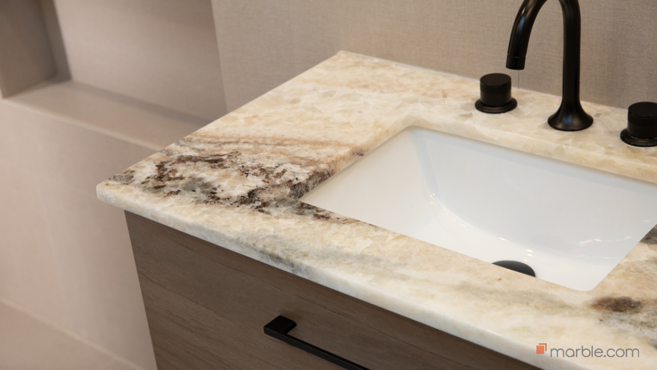 Airis Luxurious Bathroom with Medusa Quartzite | Marble.com